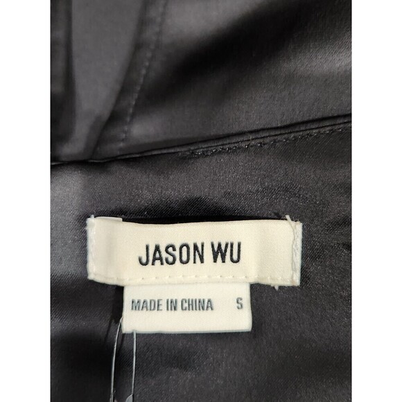 New! Jason Wu Black Satin Deep U Neck Halter Midi Dress, S - Picture 11 of 11